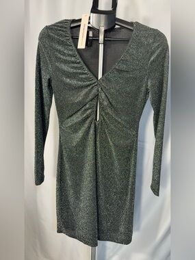 Aqua Shimmering Black Long Sleeve Dress- Size M